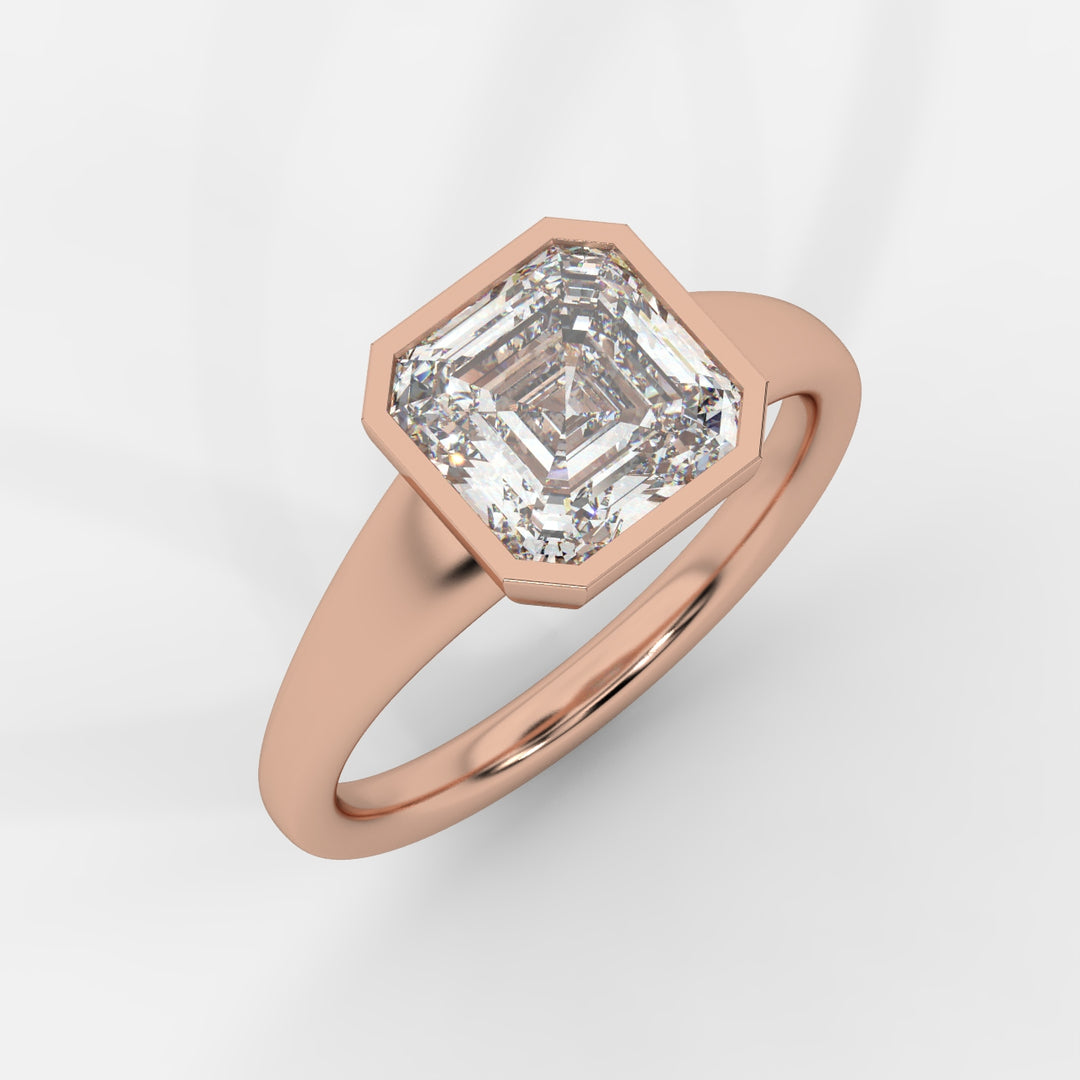 Asscher cut in Bezel with Bold Band Ring