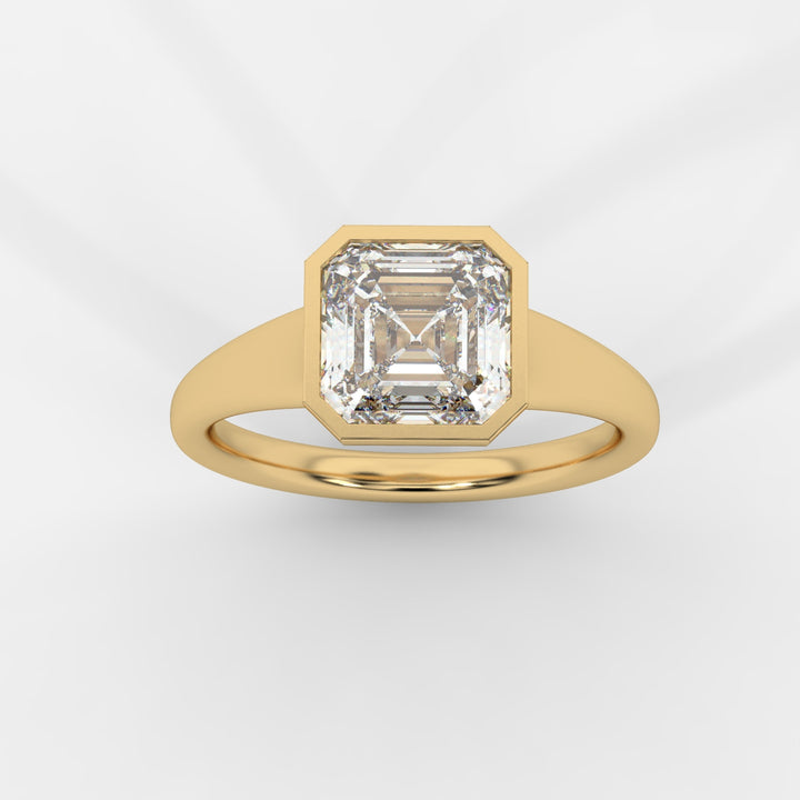 Asscher cut in Bezel with Bold Band Ring