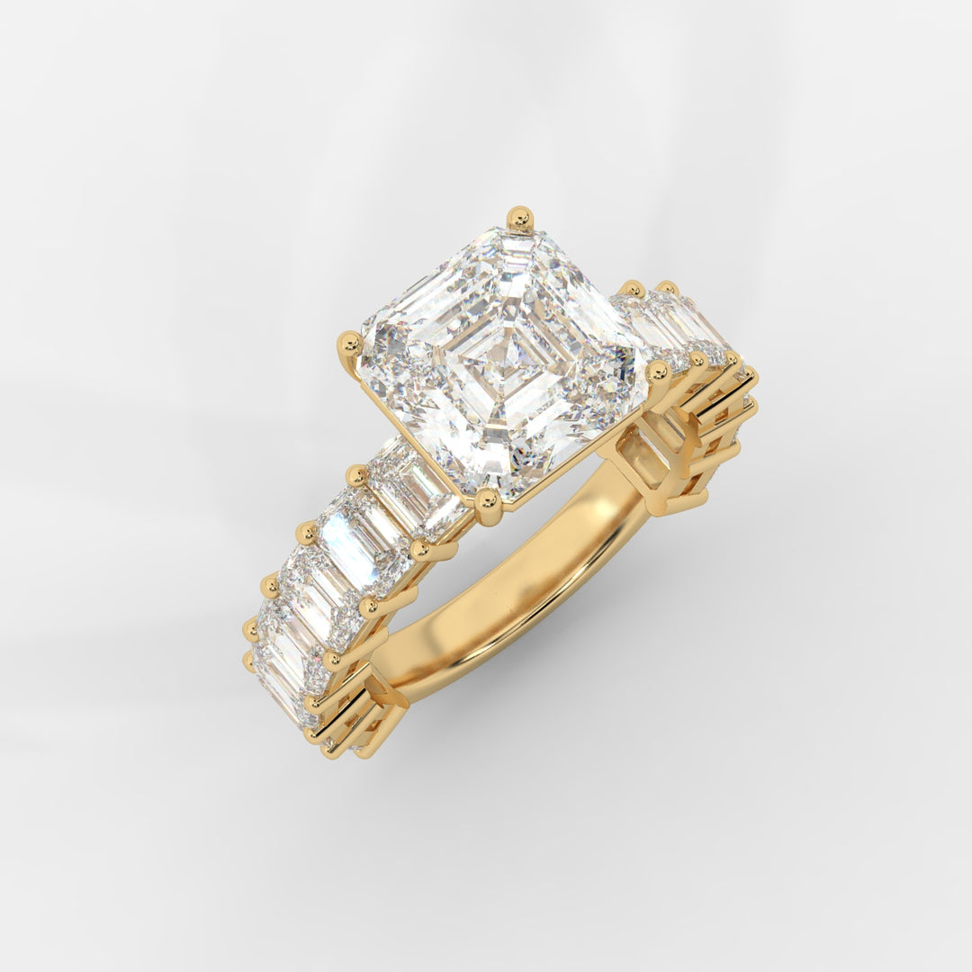 Asscher Cut with Emerald Eternity Ring