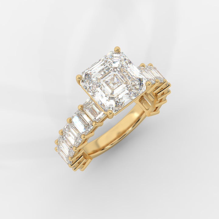 Asscher Cut with Emerald Eternity Ring