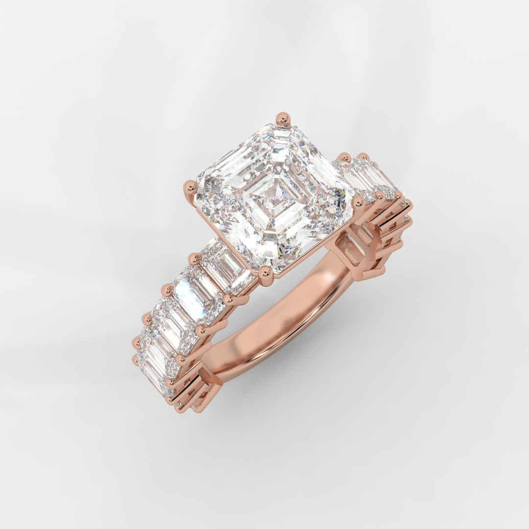 Asscher Cut with Emerald Eternity Ring