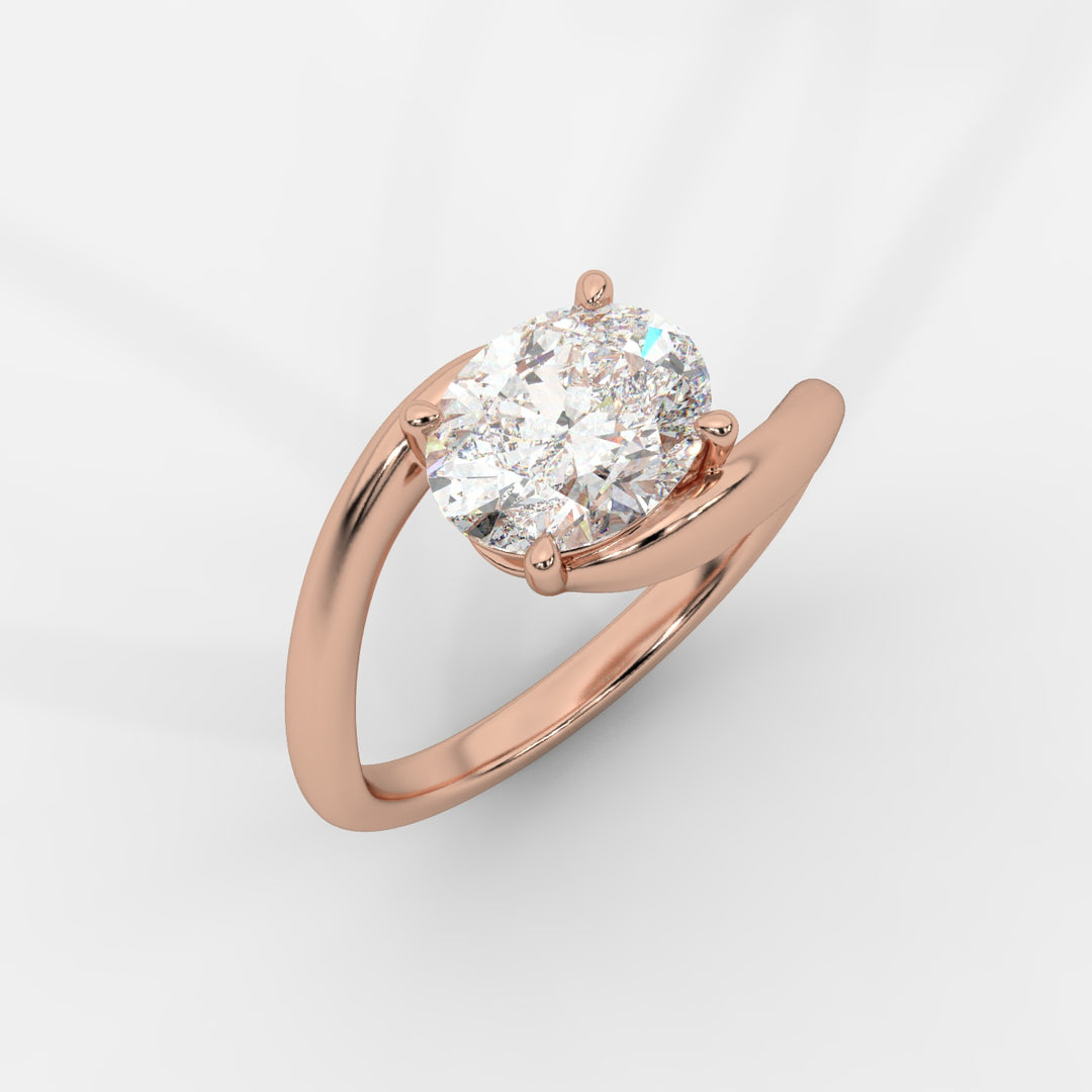 Solitaire bypass Oval Ring