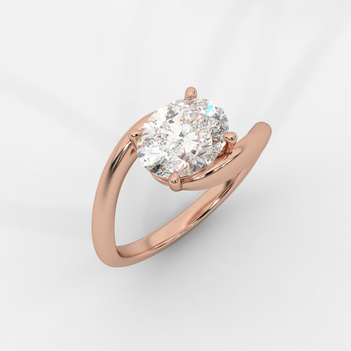 Solitaire bypass Oval Ring