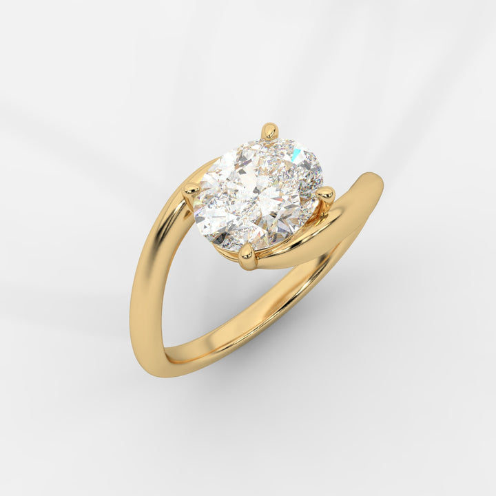 Solitaire bypass Oval Ring