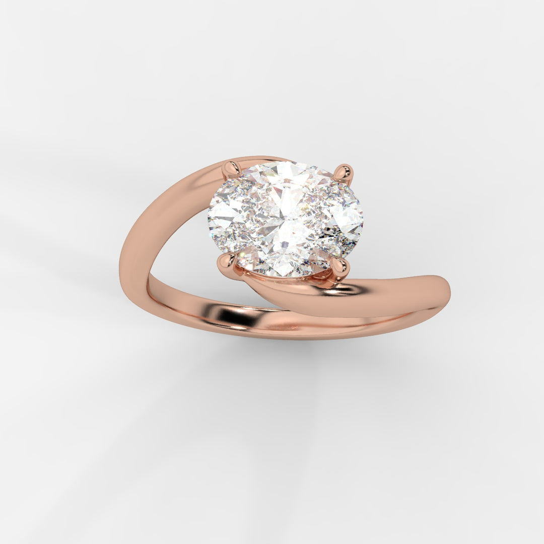 Solitaire bypass Oval Ring