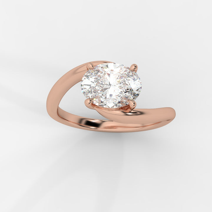 Solitaire bypass Oval Ring