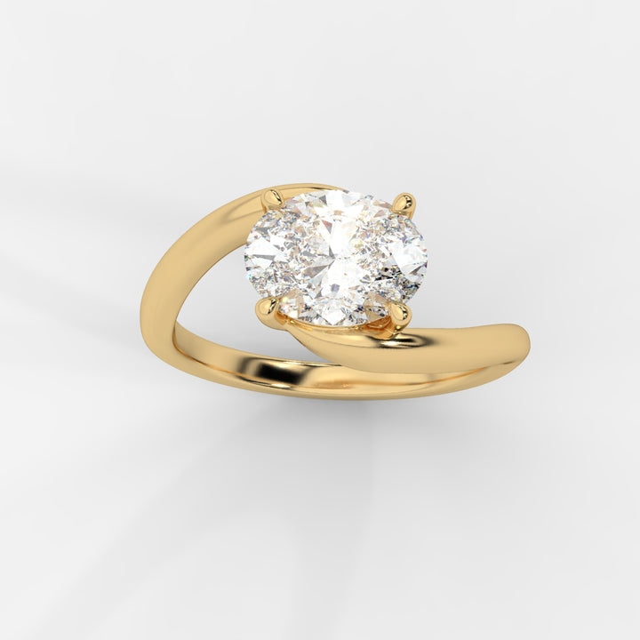 Solitaire bypass Oval Ring