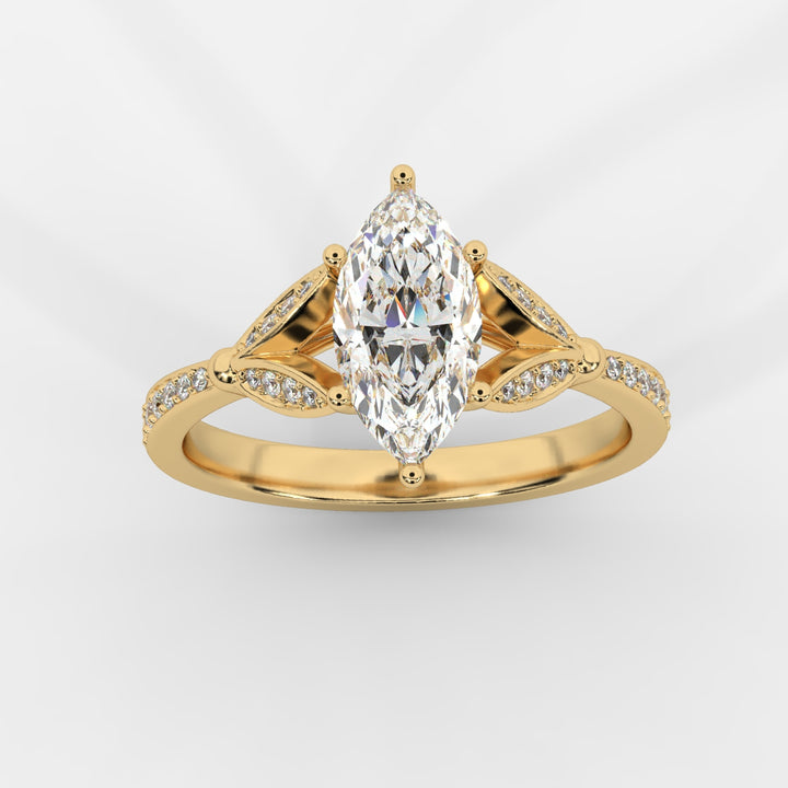 Nature Inspired Marquise and Pave Ring