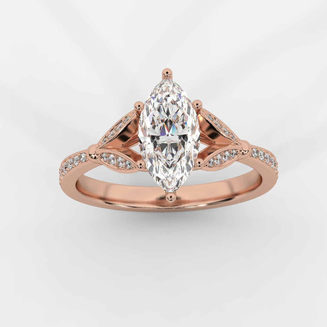 Nature Inspired Marquise and Pave Ring