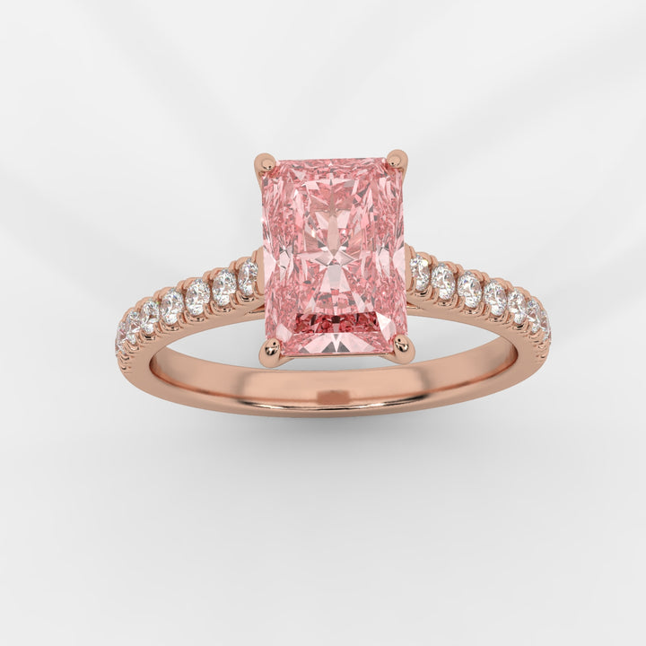 Pink Radiant with Pave Ring