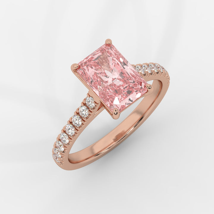 Pink Radiant with Pave Ring