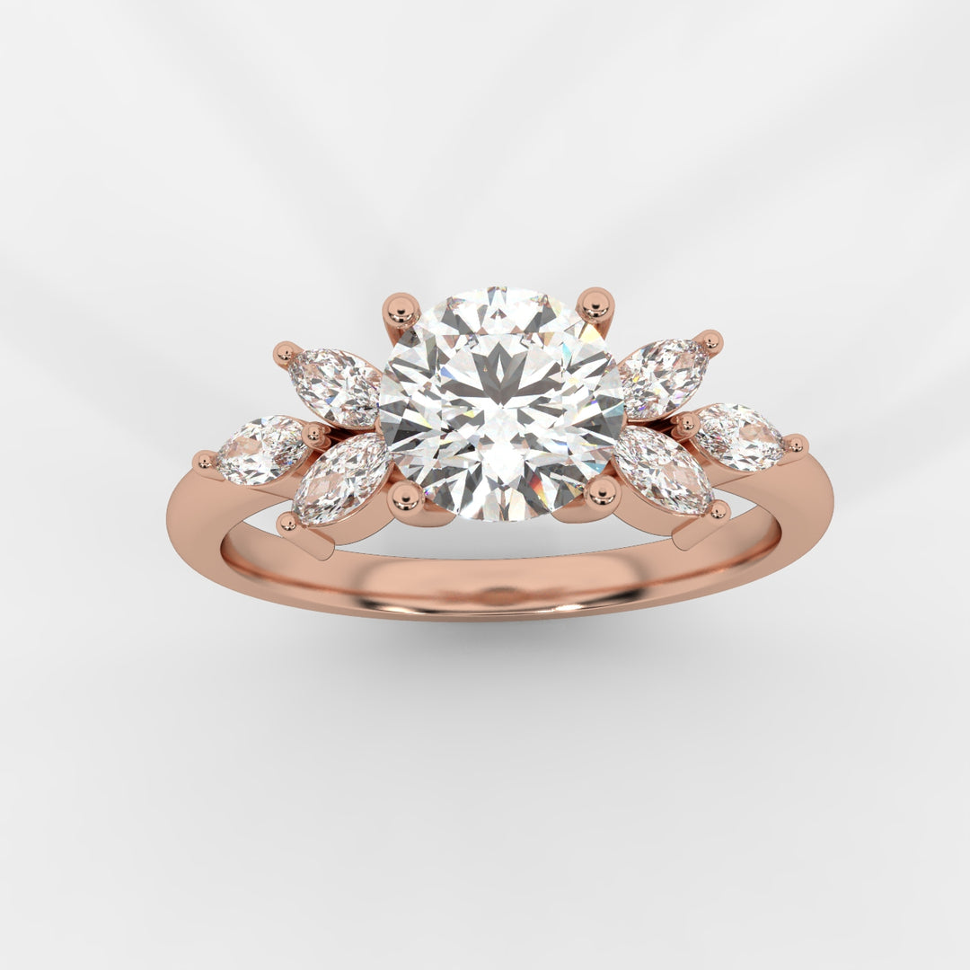 Floral Inspired Round Brilliant Ring