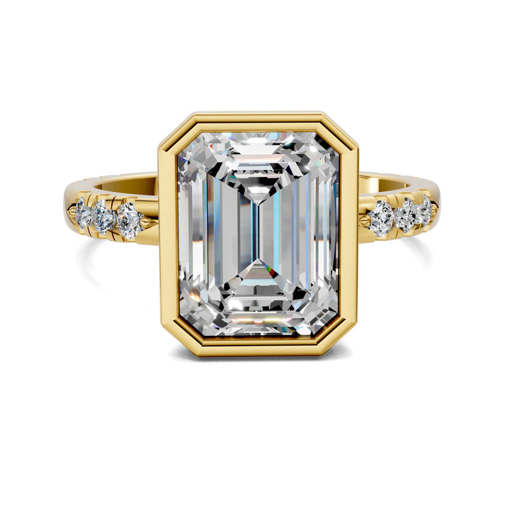 Amanda Cut Bezel Ring with Pavé Accents Engagement Ring