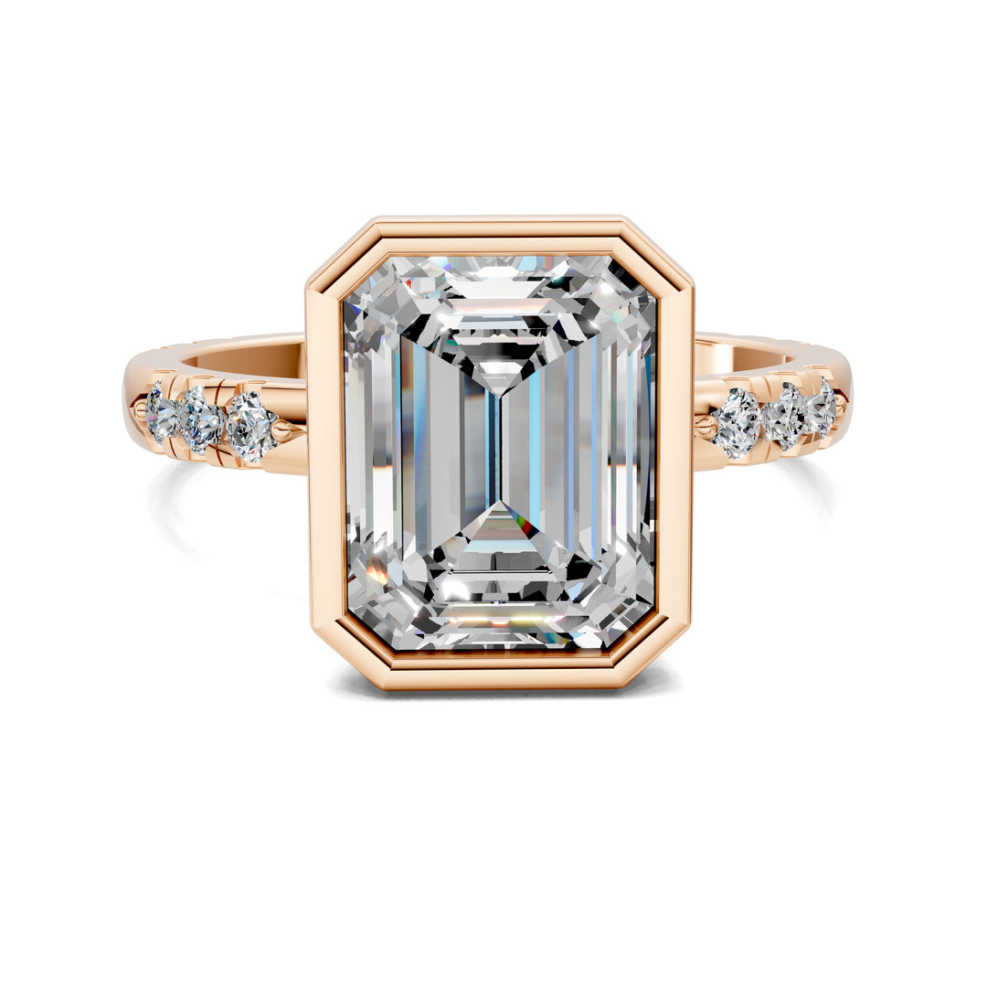 Amanda Cut Bezel Ring with Pavé Accents Engagement Ring