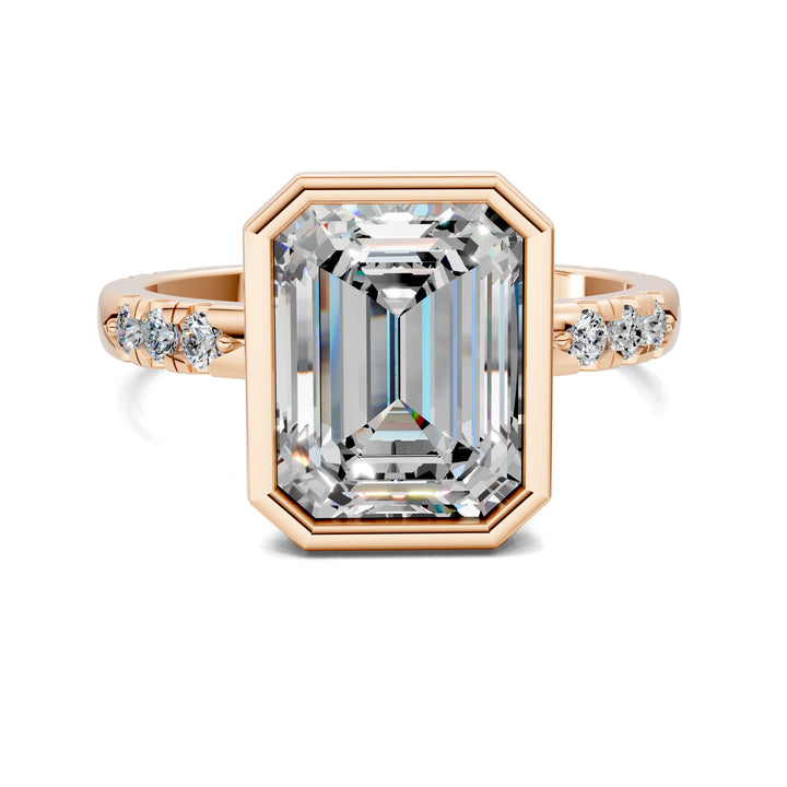 Amanda Cut Bezel Ring with Pavé Accents Engagement Ring