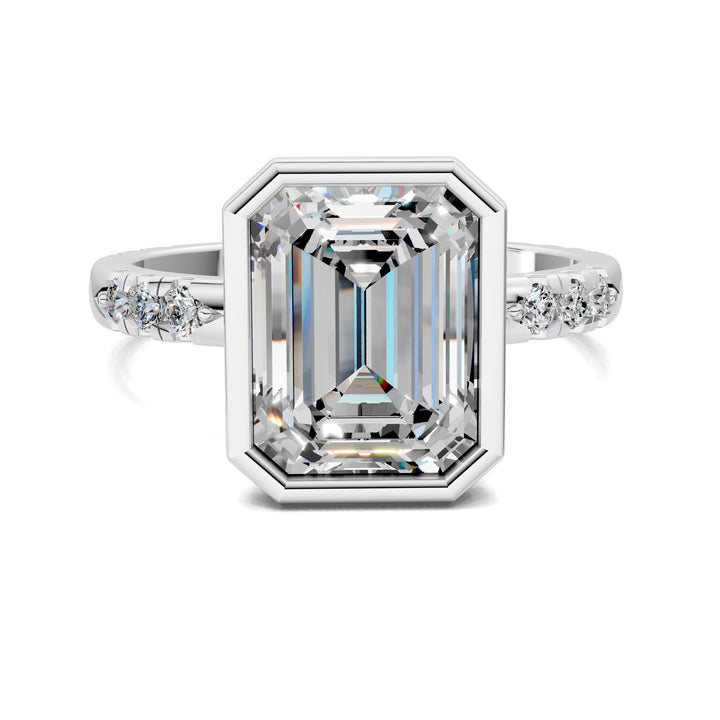 Amanda Cut Bezel Ring with Pavé Accents Engagement Ring