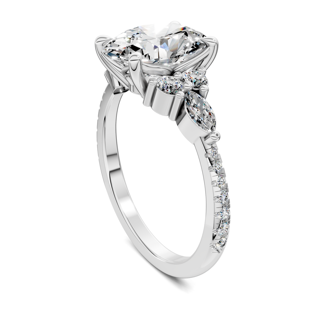 Eileen Round and Marquise Cluster Ring Setting