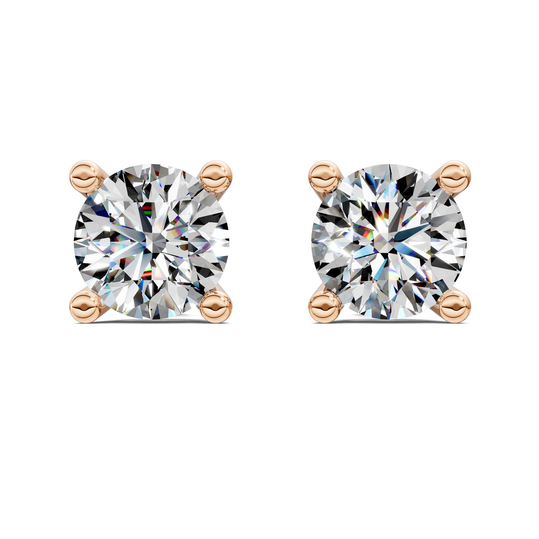 Round Cut Basket Studs 1.00TCW F VS