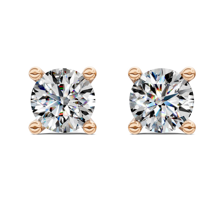 Round Cut Basket Studs 1.00TCW F VS