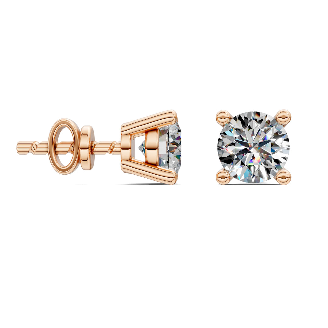 Round Cut Basket Studs 1.00TCW F VS