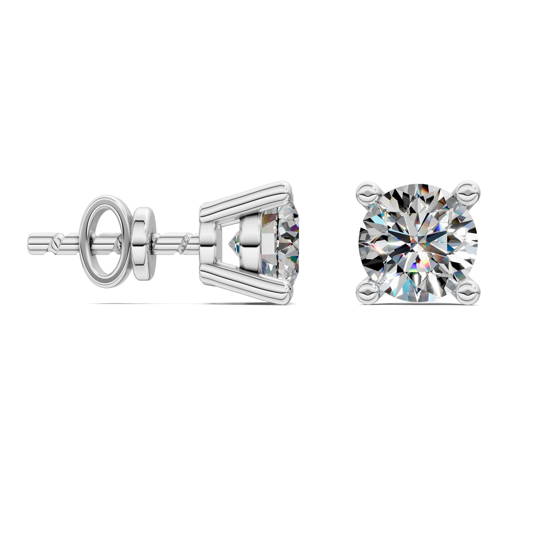Round Cut Basket Studs 1.00TCW F VS