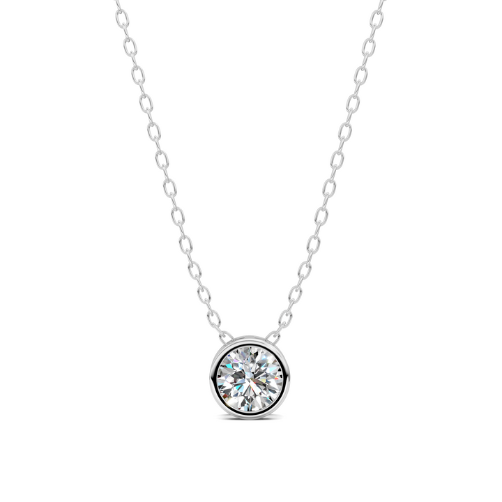 1.00CT Bezel Solitaire Diamond Necklace