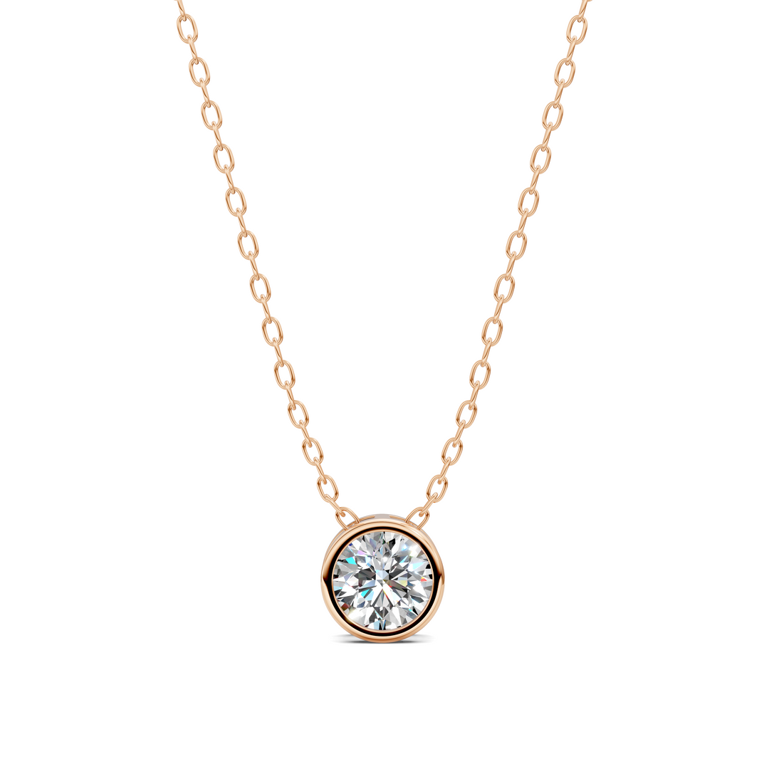 1.00CT Bezel Solitaire Diamond Necklace