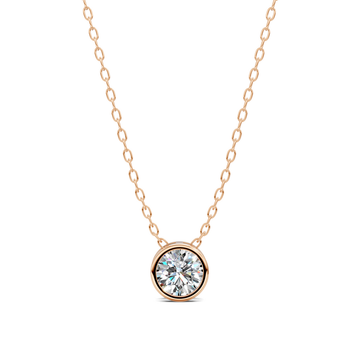 1.00CT Bezel Solitaire Diamond Necklace