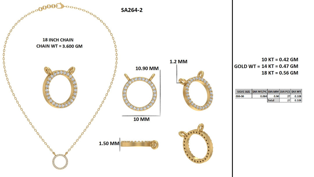 Pavé Diamond Circle Pendant Necklace