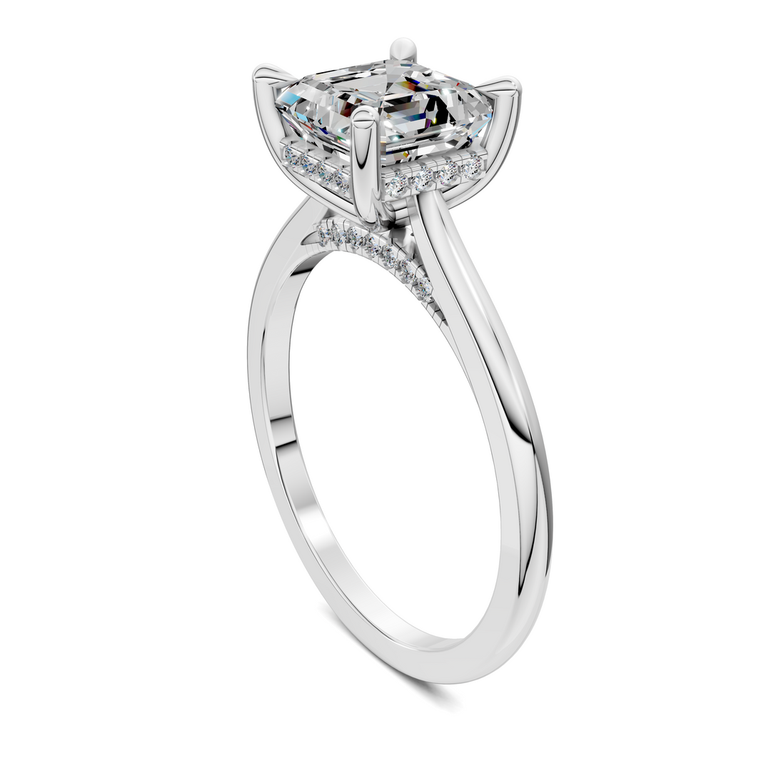 Mallory Petite Bridge Pave And Hidden Halo Ring