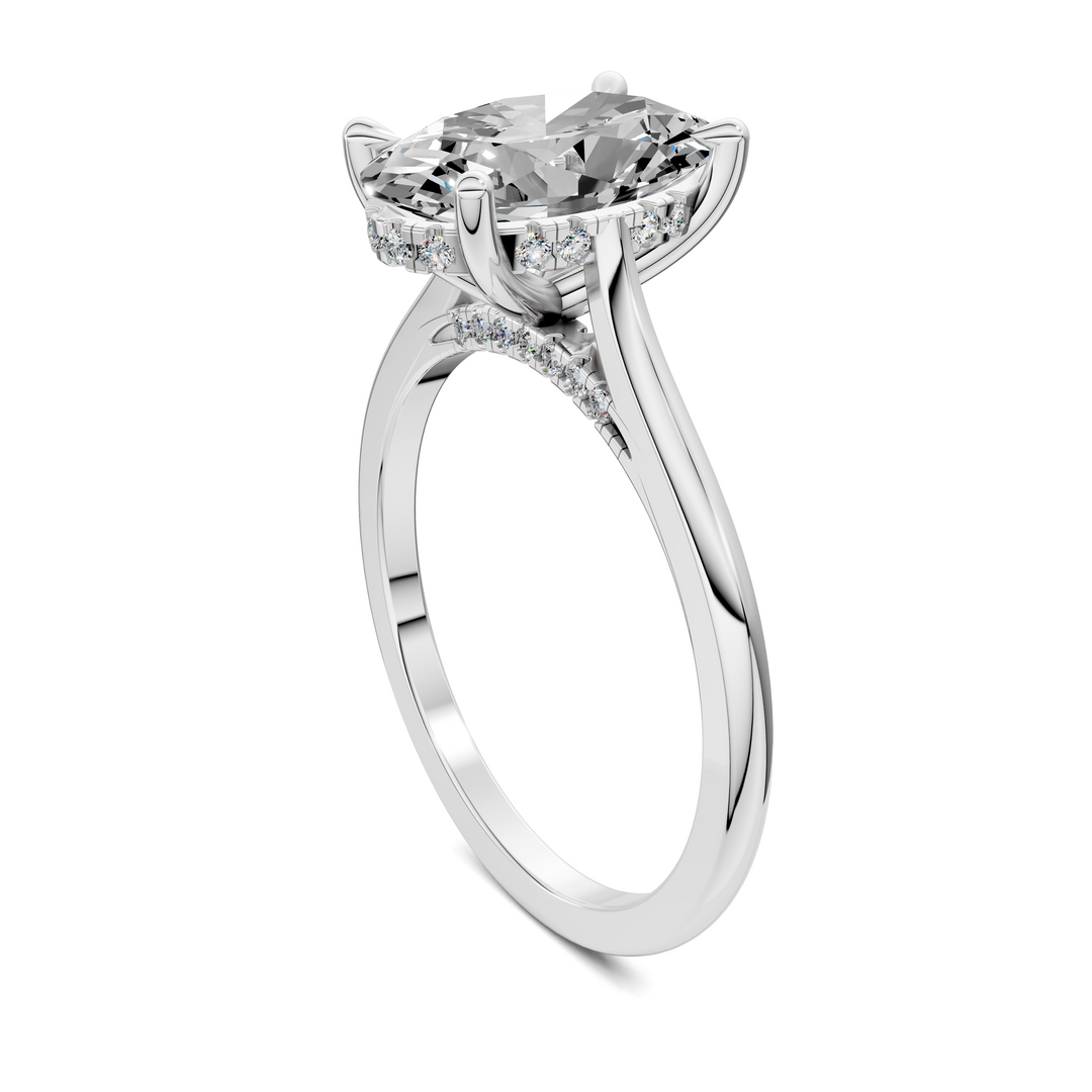 Mallory Petite Bridge Pave And Hidden Halo Ring