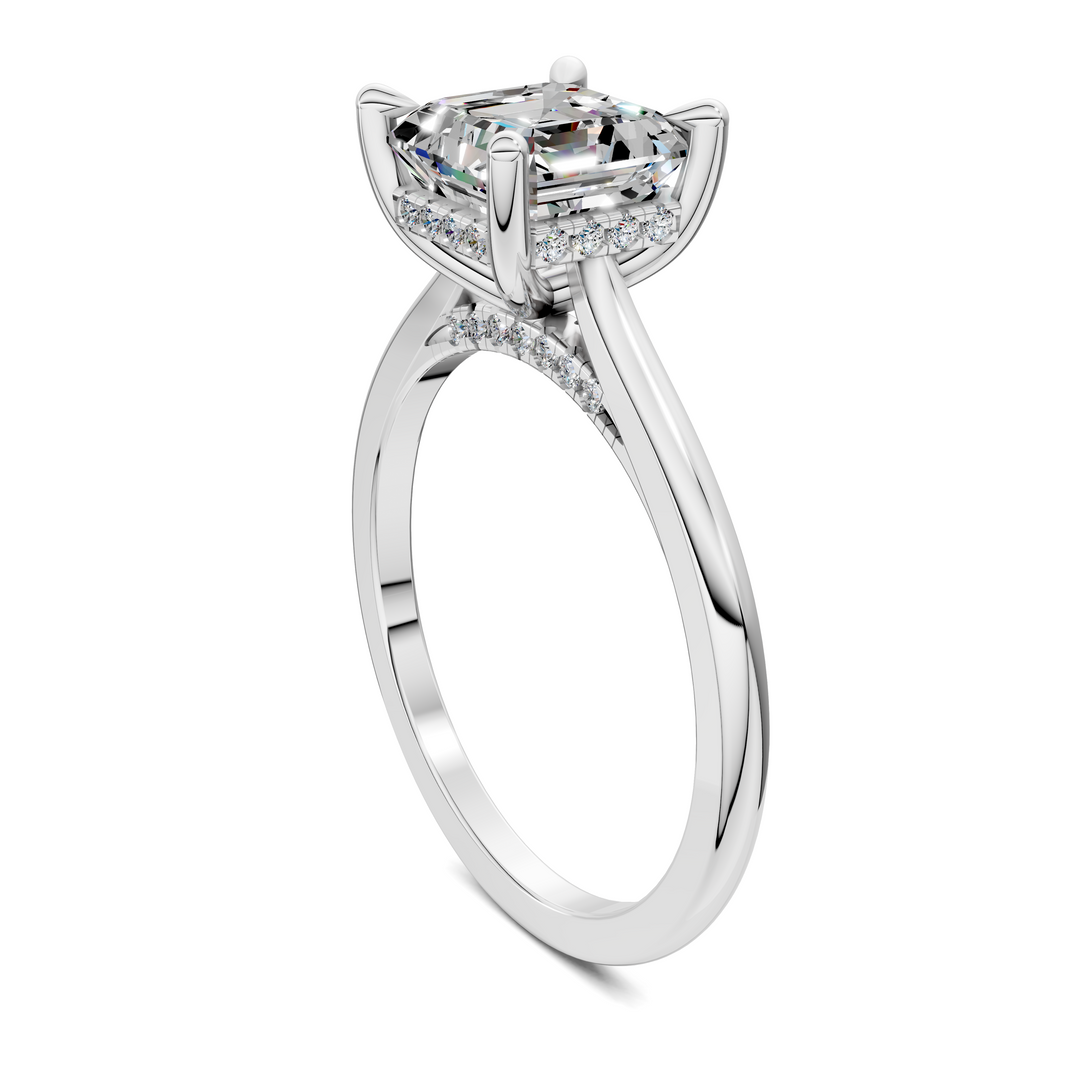 Mallory Petite Bridge Pave And Hidden Halo Ring