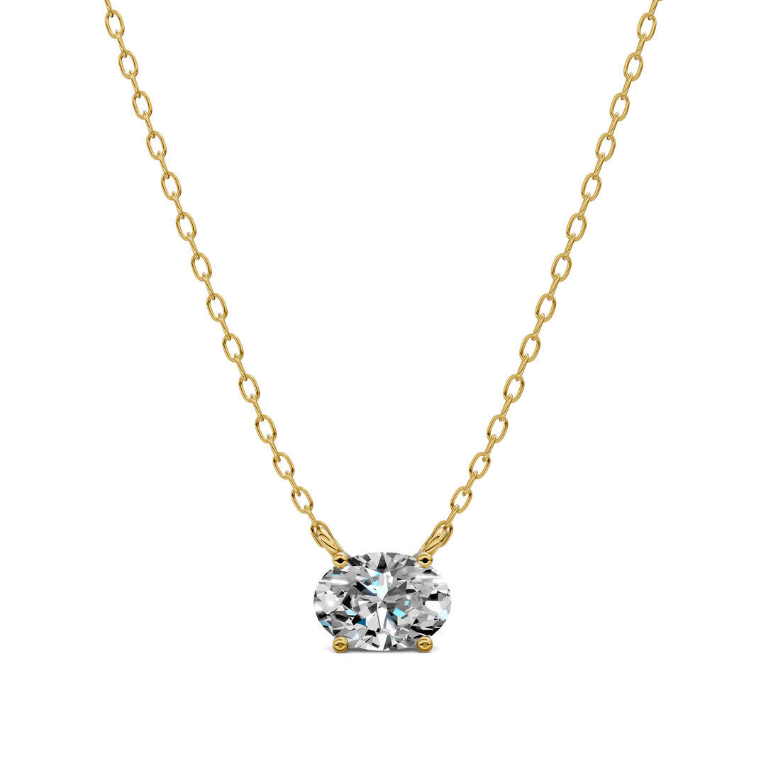 1.50CTW East West Solitaire Oval Diamond Pendant