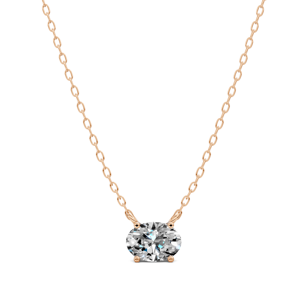 1.50CTW East West Solitaire Oval Diamond Pendant