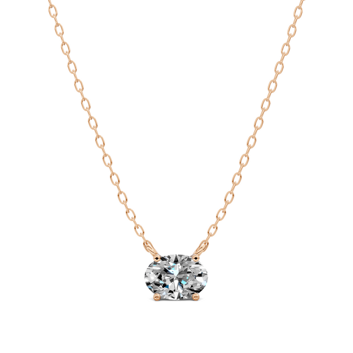 1.50CTW East West Solitaire Oval Diamond Pendant