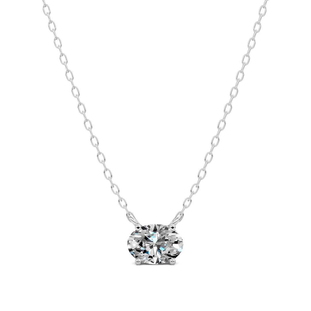 1.50CTW East West Solitaire Oval Diamond Pendant