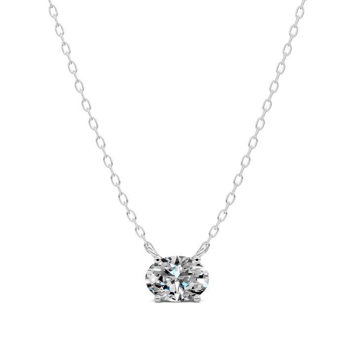 1.50CTW East West Solitaire Oval Diamond Pendant