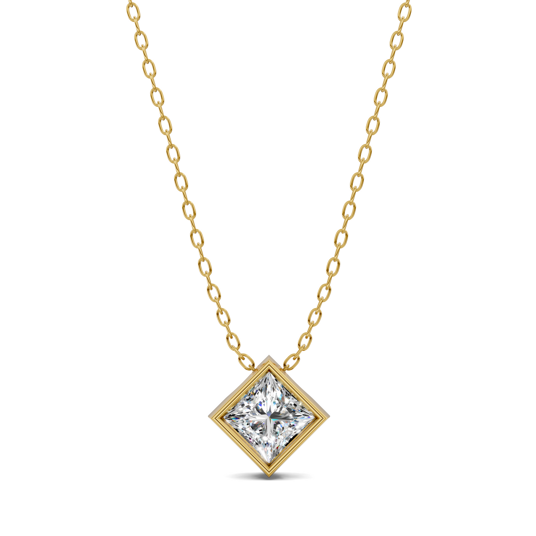 1.50CTW Princess Bezel Pendant