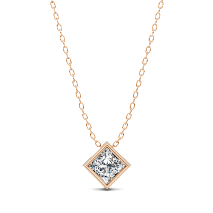 1.50CTW Princess Bezel Pendant