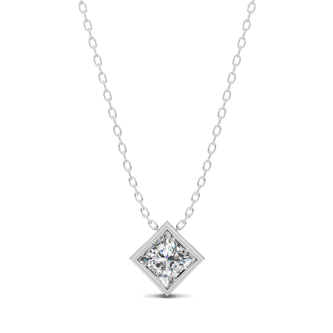 1.50CTW Princess Bezel Pendant