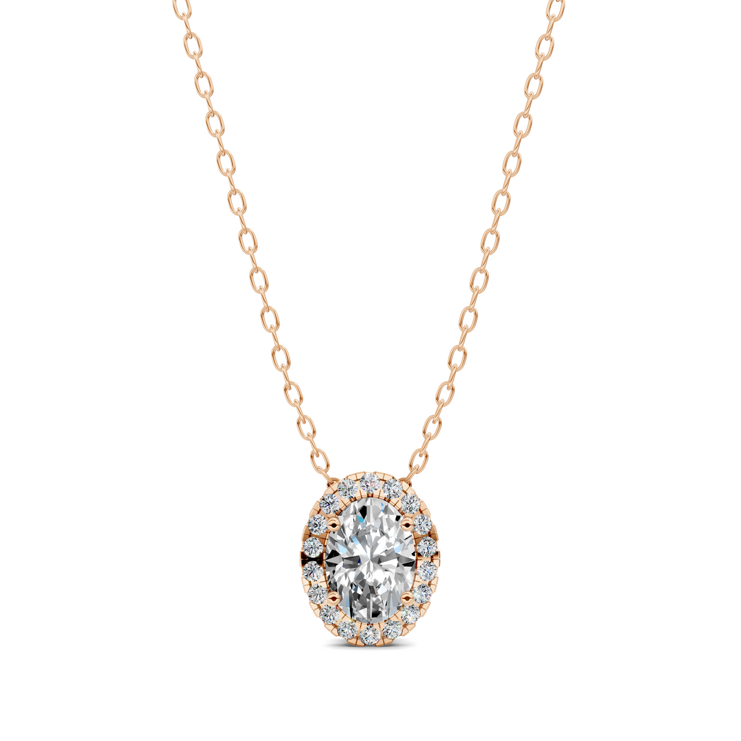 1.75CTW Halo Diamond Oval Pendant