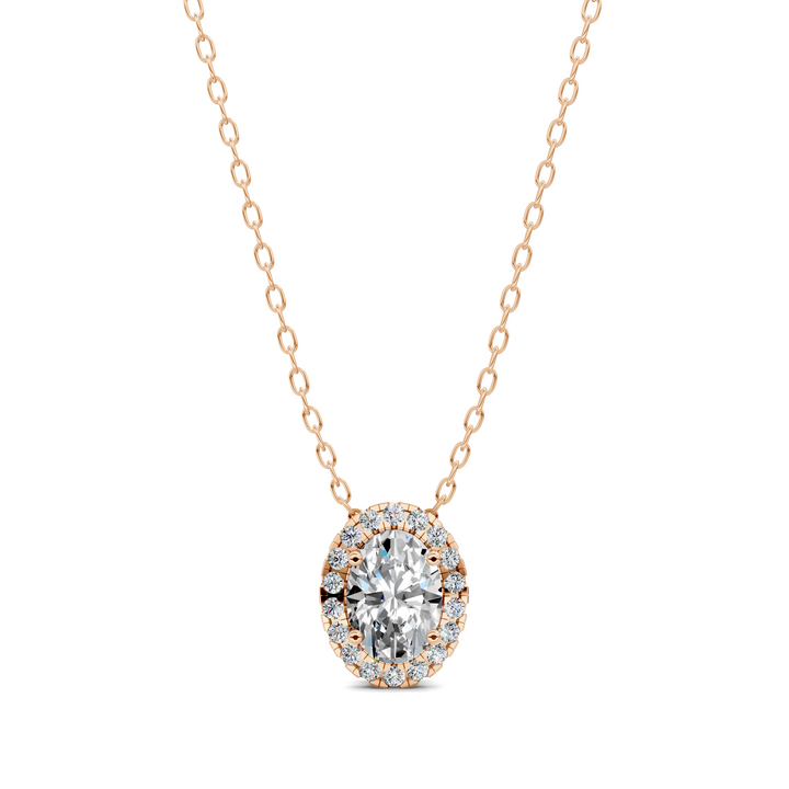 1.75CTW Halo Diamond Oval Pendant