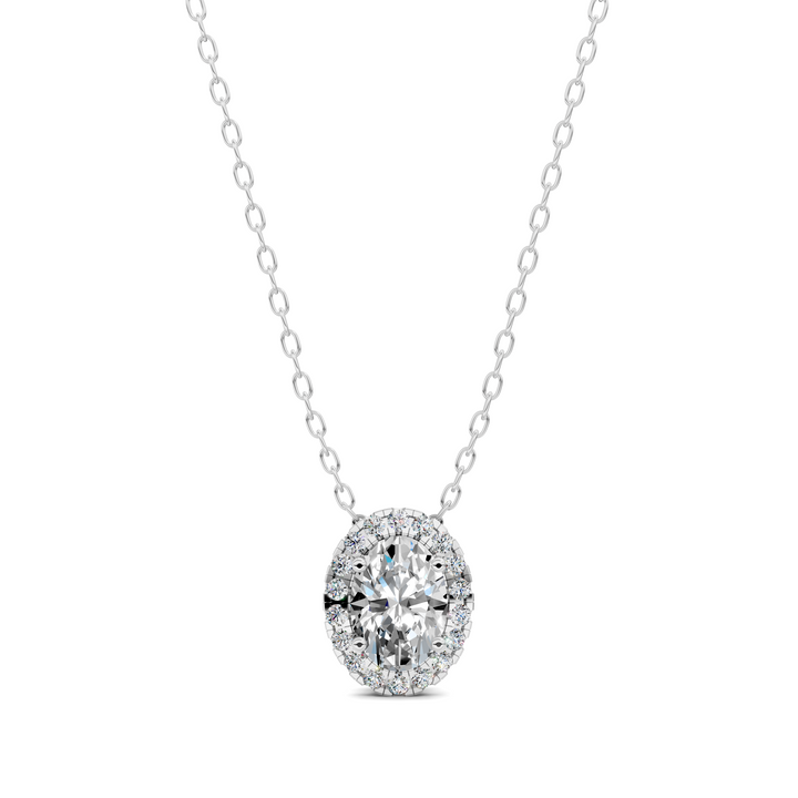 1.75CTW Halo Diamond Oval Pendant