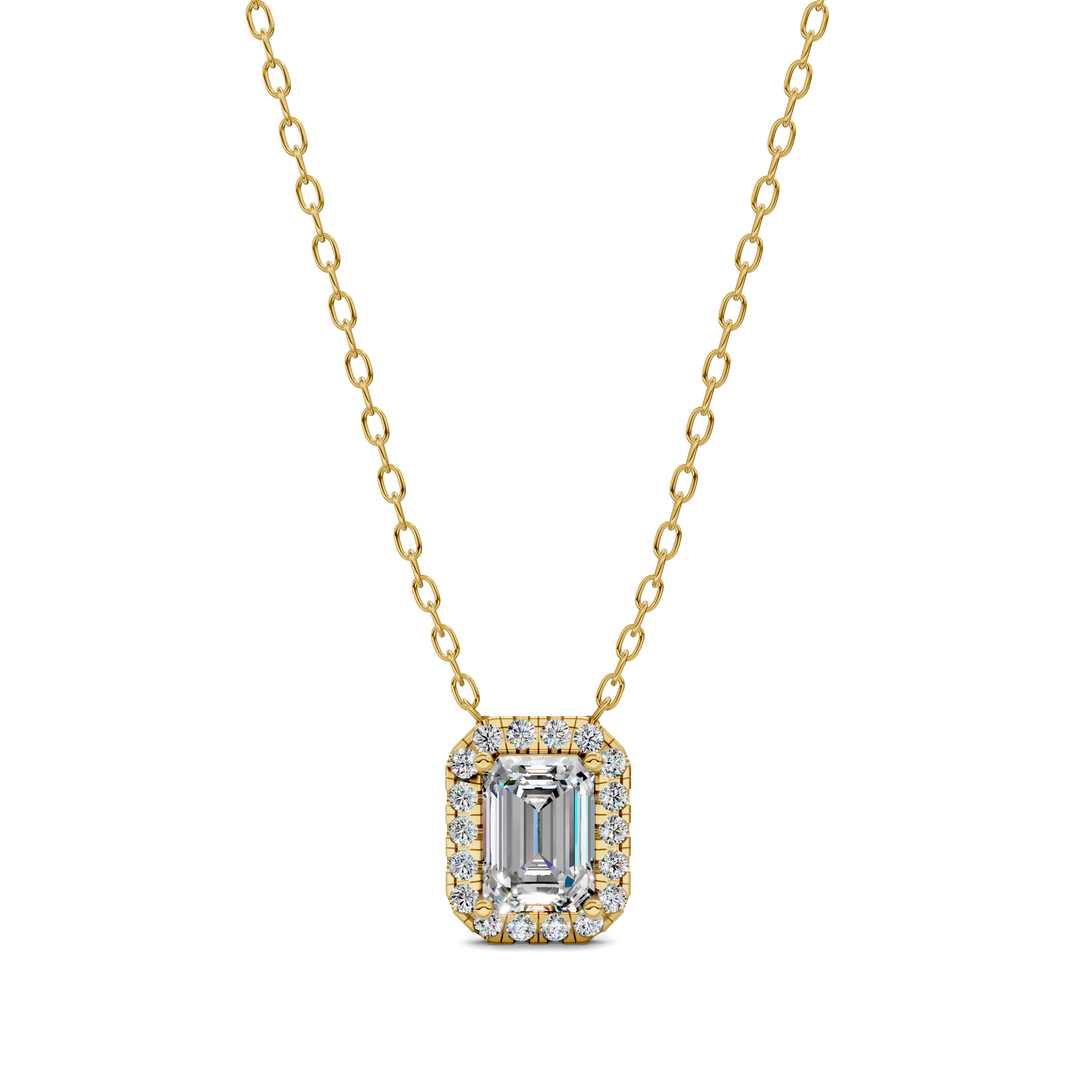 1.75CTW Halo Diamond Emerald Pendant