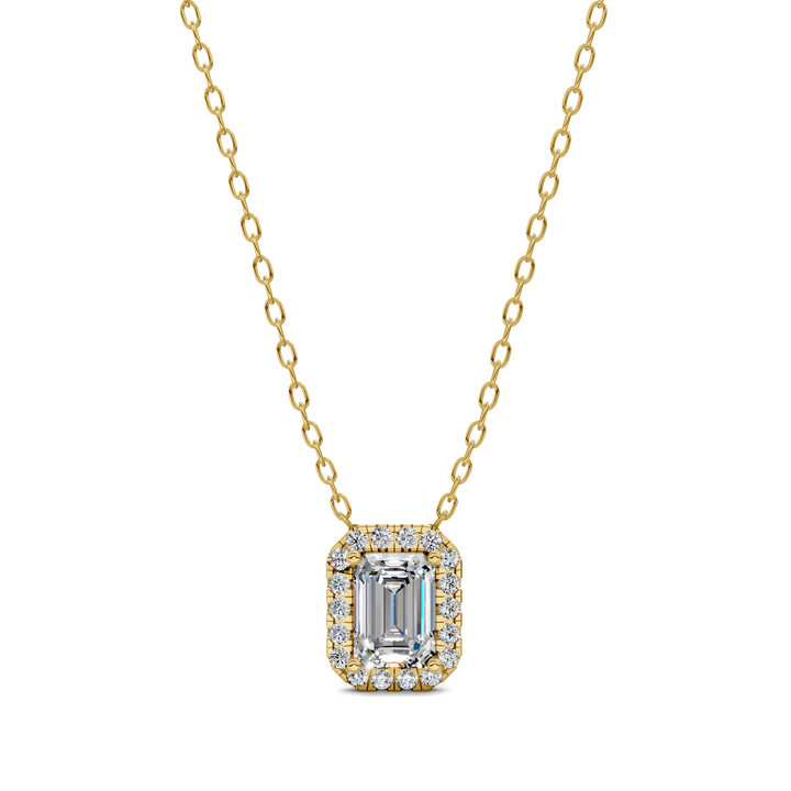 1.75CTW Halo Diamond Emerald Pendant