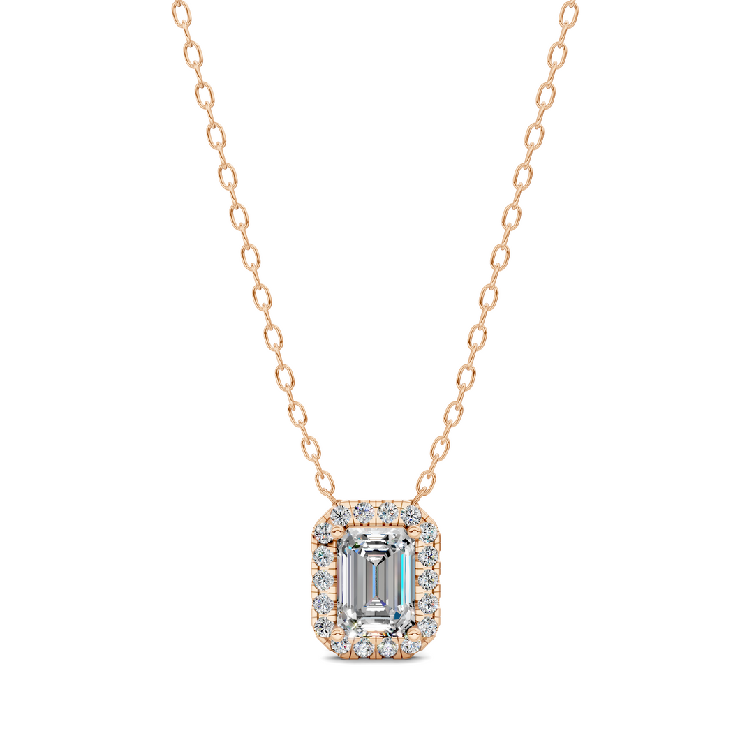 1.75CTW Halo Diamond Emerald Pendant