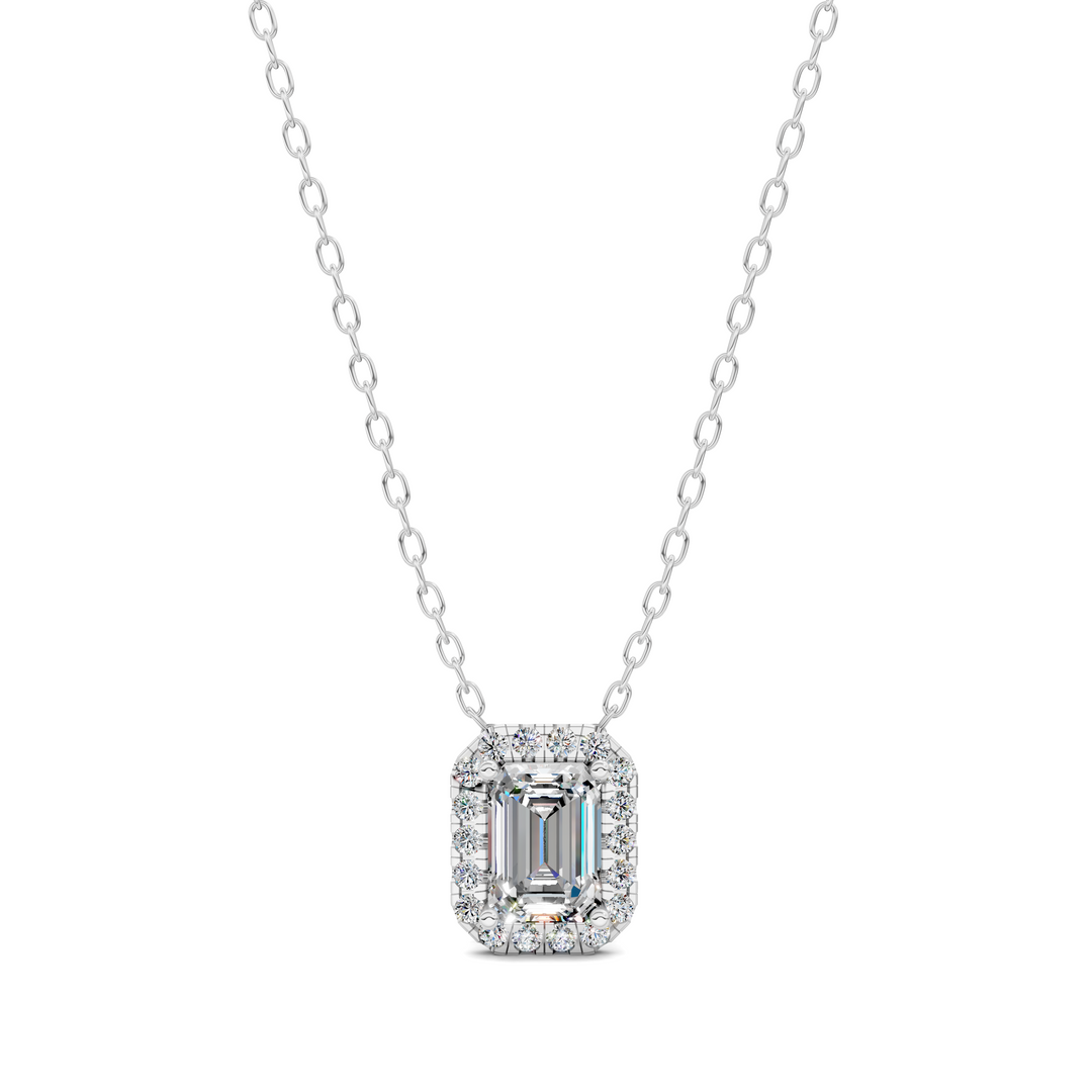 1.75CTW Halo Diamond Emerald Pendant