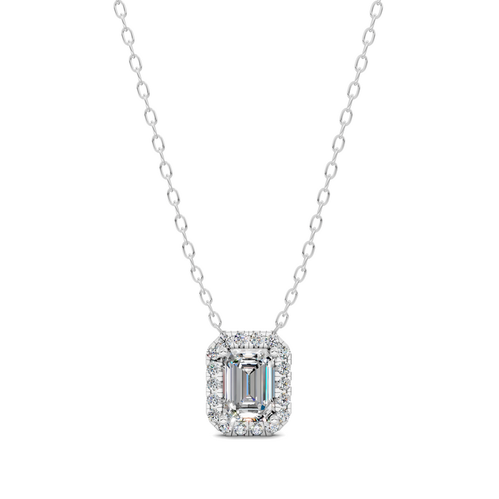 1.75CTW Halo Diamond Emerald Pendant