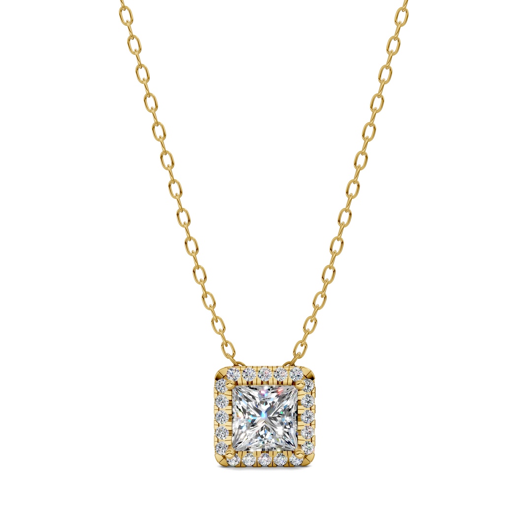 1.75CTW Halo Diamond Princess Pendant