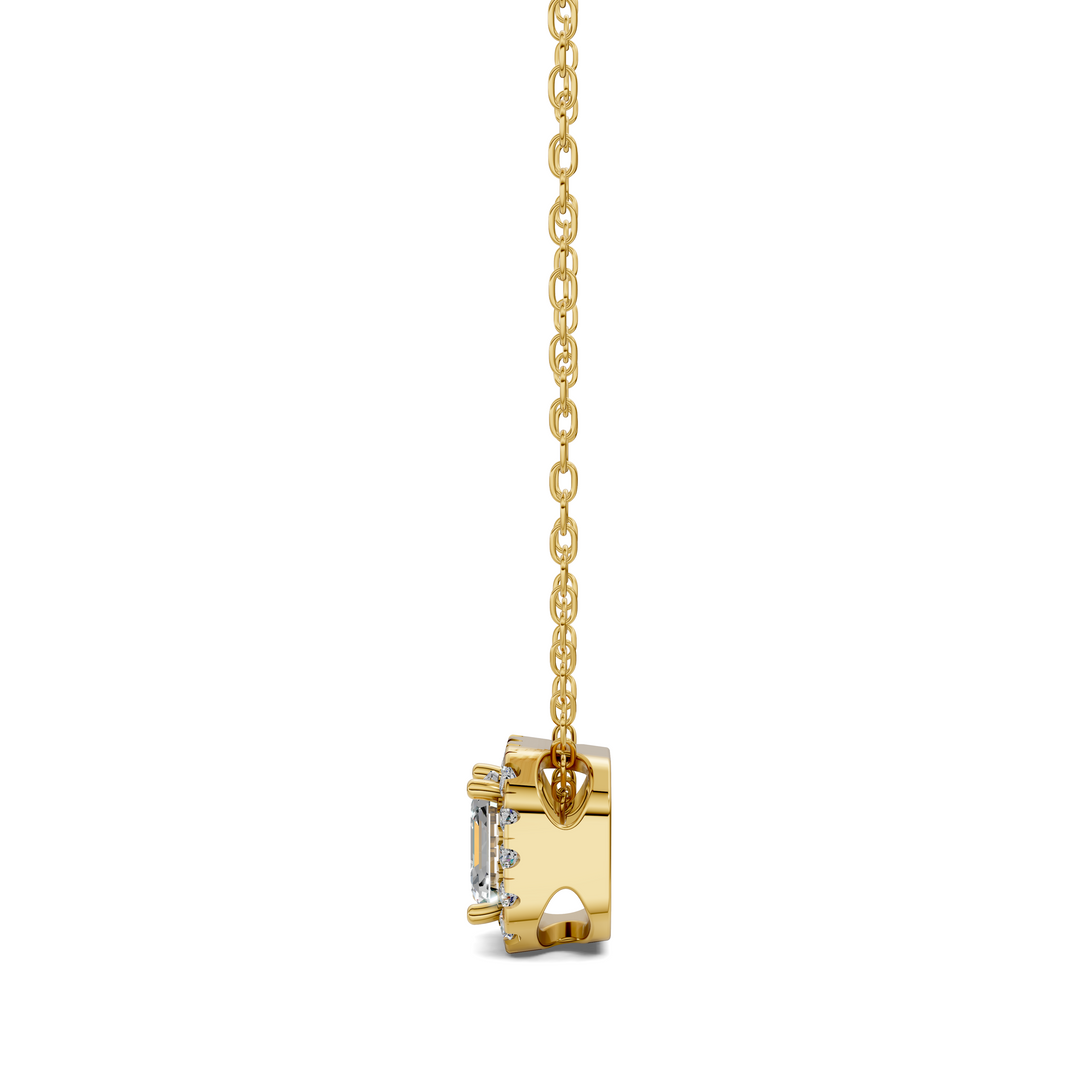 1.75CTW Halo Diamond Asscher Pendant